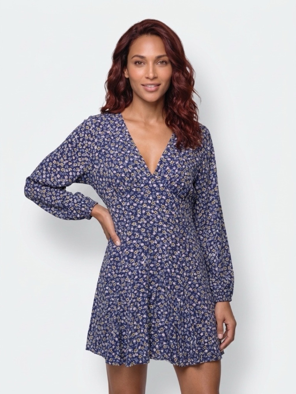 Zara Floral V-Neck Long Sleeve dress